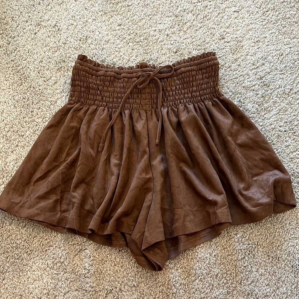 Vestique brown suede shorts